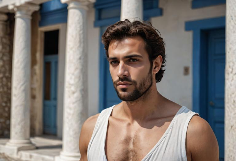 Photographic Art,Photographic Art , People, man, 1boy, male focus, solo, facial hair, realistic, chest hair