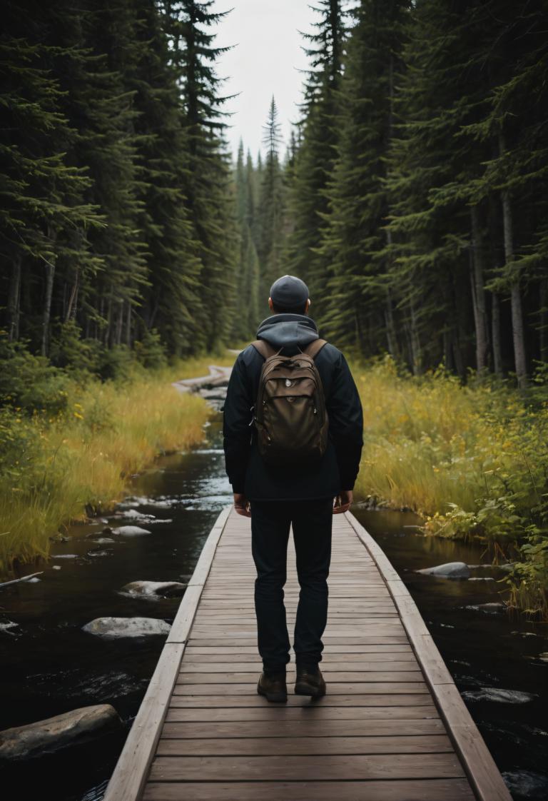 Fotokunst,Fotokunst, Menschen, Mann, draußen, 1Junge, Solo, Rucksack, Natur, Baum, männlicher Fokus