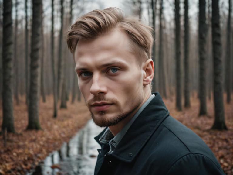 Photographic Art,Photographic Art , People, man, 1boy, realistic, facial hair, male focus, solo, beard