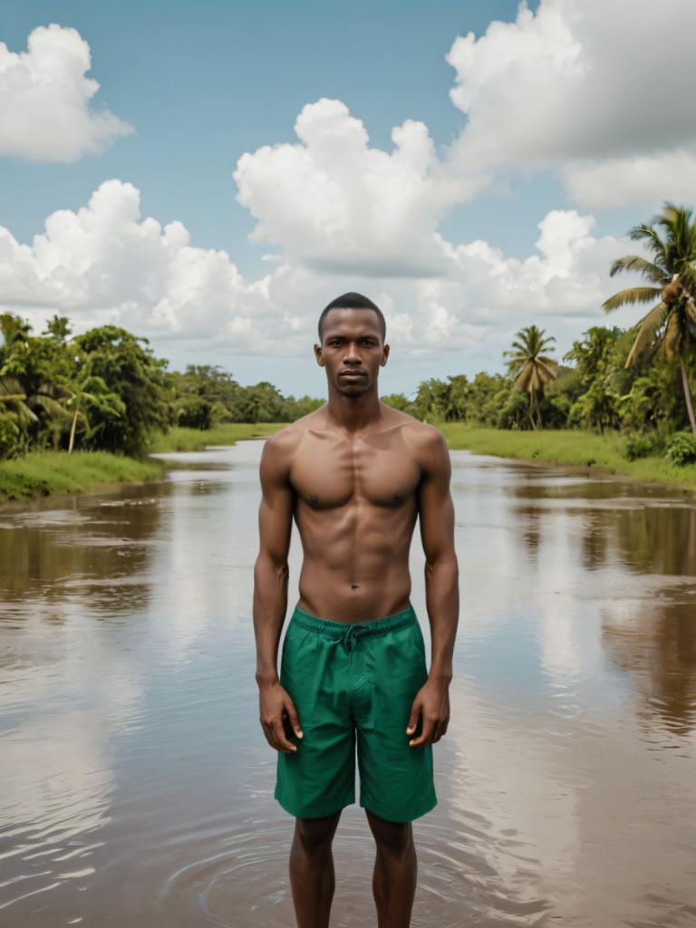 Photographic Art,Photographic Art , People, man, 1boy, male focus, solo, tree, outdoors, cloud, dark skin