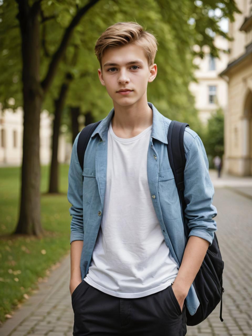 Photographic Art,Photographic Art , People, boy, campus style, solo, outdoors, 1boy, shirt, male focus