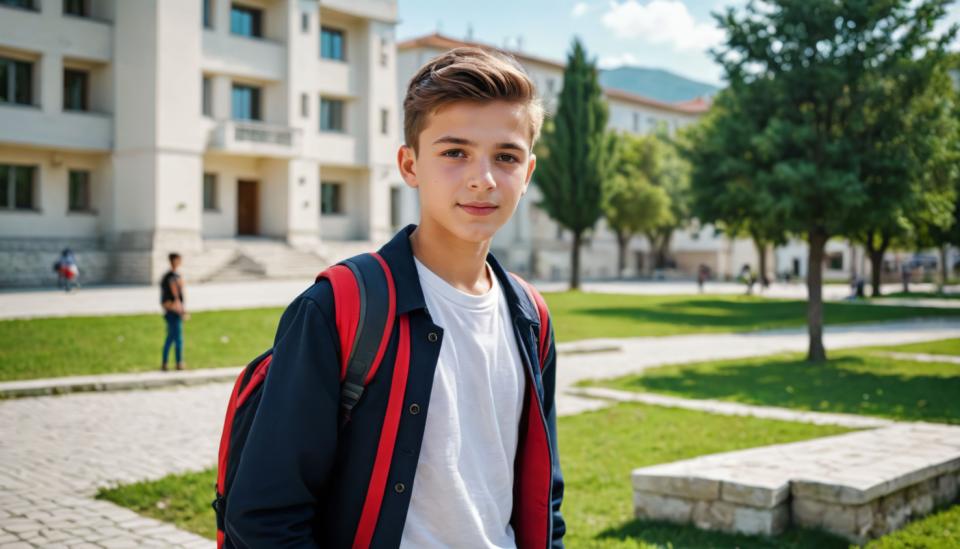 Arc Csere, Campus Style, Photographic Art , People, boy, campus style, outdoors, backpack, shirt, jacket, white shirt, tree, bag, day, blurry, blurry background, brown hair, male focus, smile, 1boy, black jacket, multiple boys, building, grass, short hair, solo focus, realistic, upper body, sky