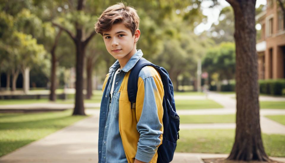 Photographic Art,Photographic Art , People, boy, campus style, solo, male focus, 1boy, backpack, outdoors