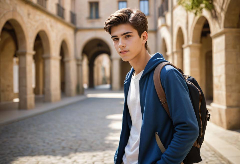 Photographic Art,Photographic Art , People, boy, campus style, 1boy, male focus, solo, backpack, bag