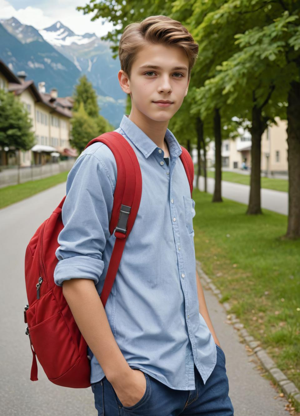 Photographic Art,Photographic Art , People, boy, campus style, backpack, 1boy, male focus, outdoors, bag