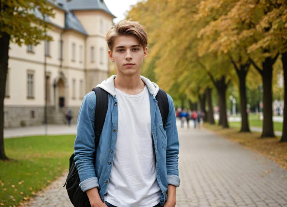 Photographic Art,Photographic Art , People, boy, campus style, 1boy, outdoors, male focus, tree, jacket