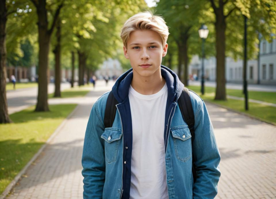 Arte fotografica,Arte fotografica, Persone, ragazzo,stile universitario, all'aperto, capelli biondi