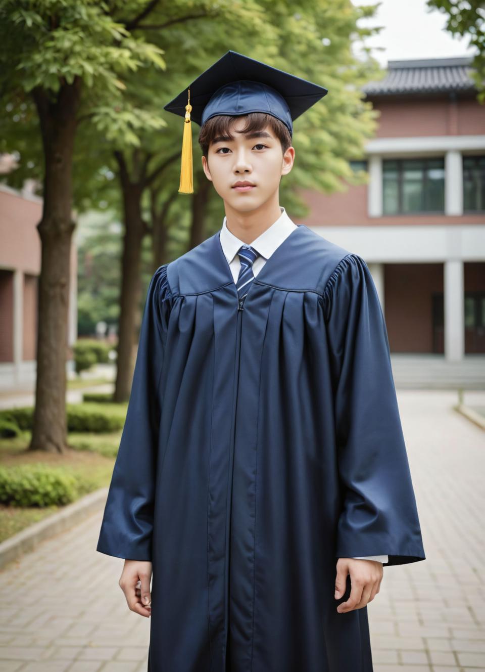 Photographic Art,Photographic Art , People, boy, campus style, 1boy, male focus, solo, outdoors, hat, tree