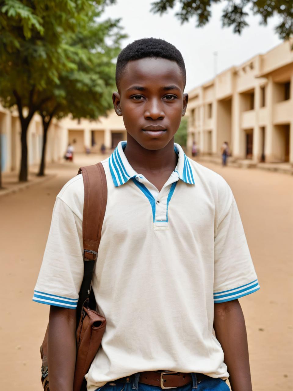 Photographic Art,Photographic Art , People, boy, campus style, 1boy, male focus, shirt, dark skin, belt