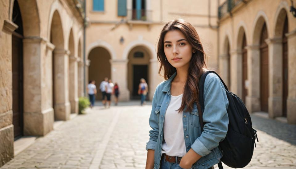 Photographic Art,Photographic Art , People, girl, campus style, 1girl, brown hair, denim, denim jacket, bag