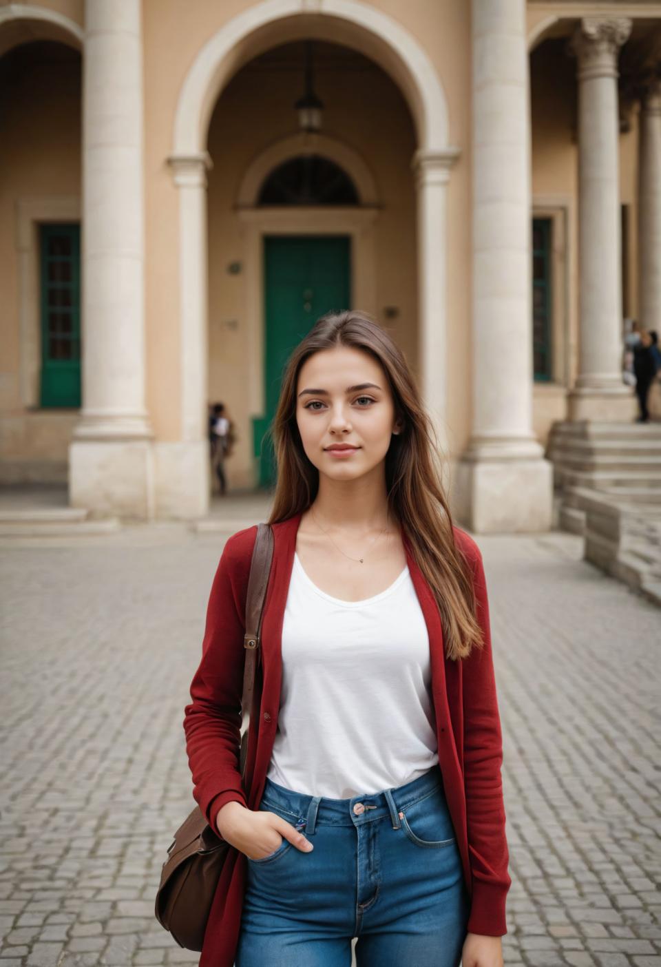 Photographic Art,Photographic Art , People, girl, campus style, 1girl, pants, denim, realistic, shirt, jeans