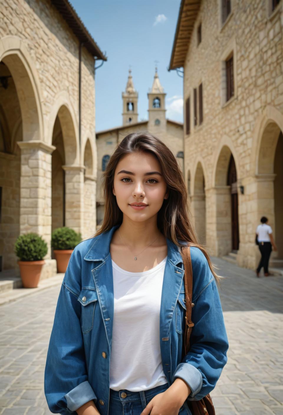 Photographic Art,Photographic Art , People, girl, campus style, 1girl, jewelry, pants, outdoors, jacket