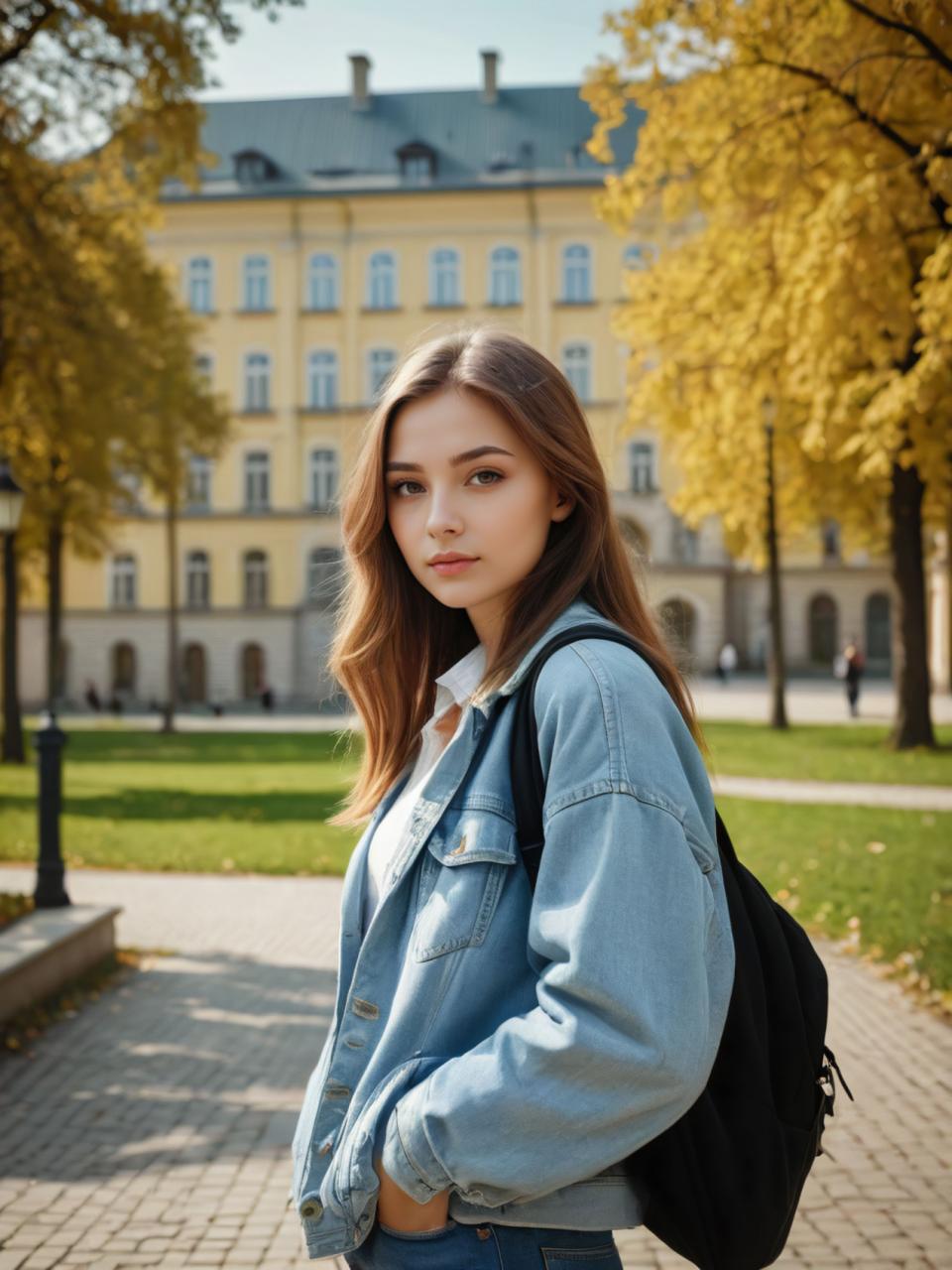 Fotografisk kunst,Fotografisk kunst, Mennesker, pike,campus stil, 1 jente, utendørs, tre, bag