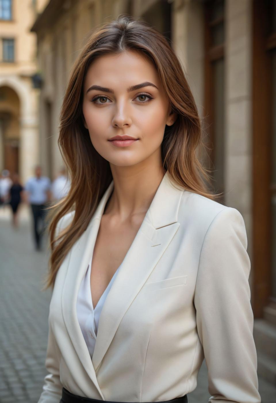 Photographic Art,Photographic Art , People, woman, business style, 1girl, realistic, brown hair, long hair