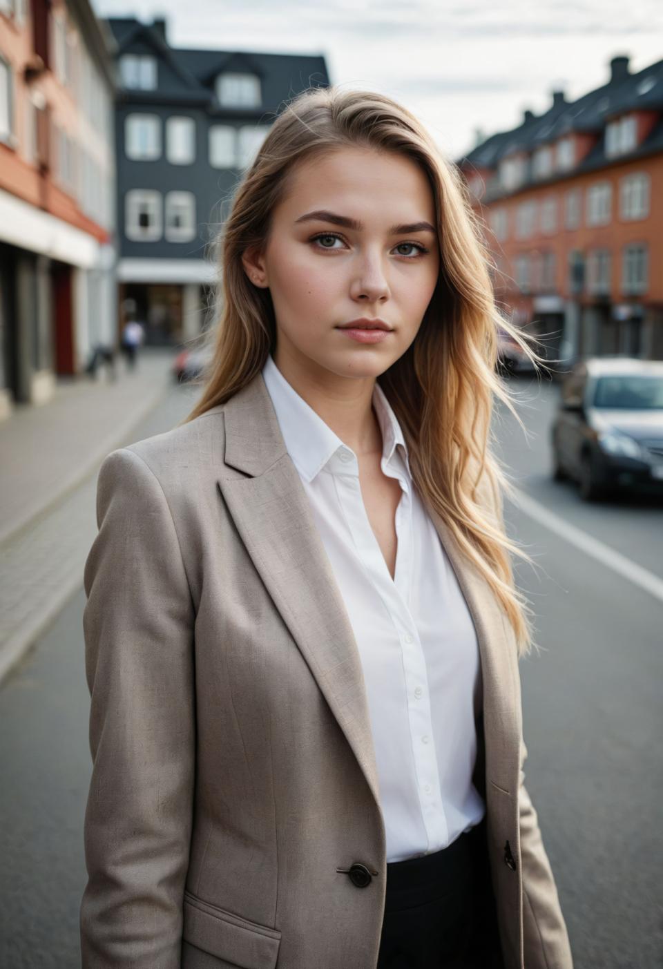 Photographic Art,Photographic Art , People, woman, business style, 1girl, realistic, solo, long hair, car