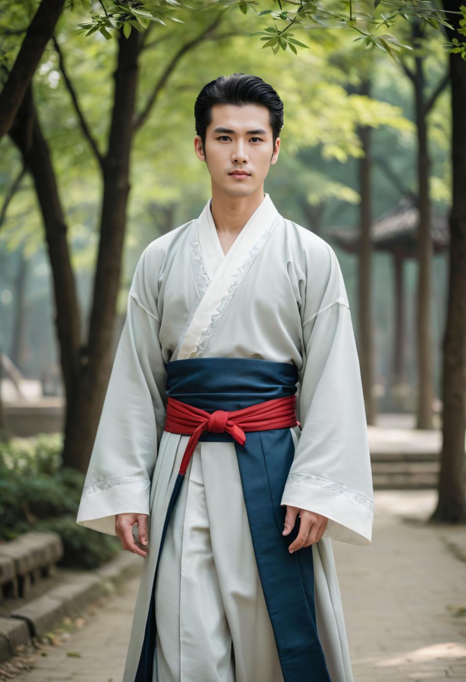 Photographic Art,Photographic Art , People, man, hanfu style, solo, black hair, male focus, 1boy, realistic