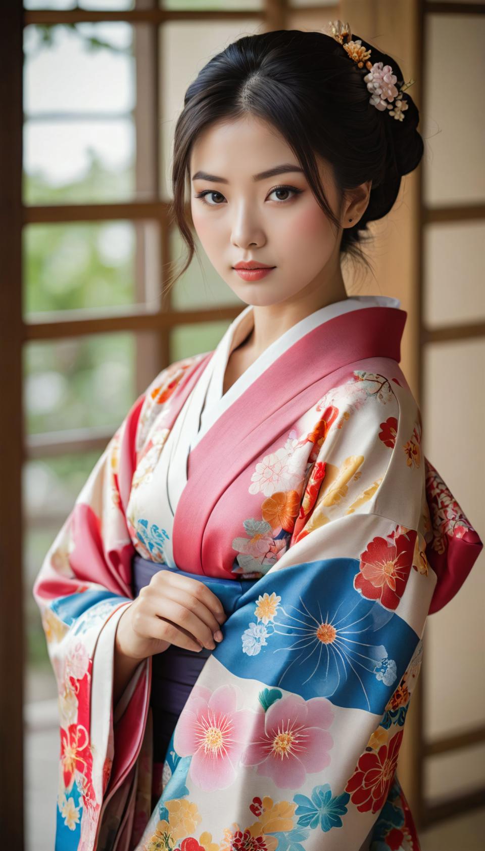 Photoréalisme,Photoréalisme, Personnes, femme,kimono, 1fille, solo, vêtements japonais, kimono