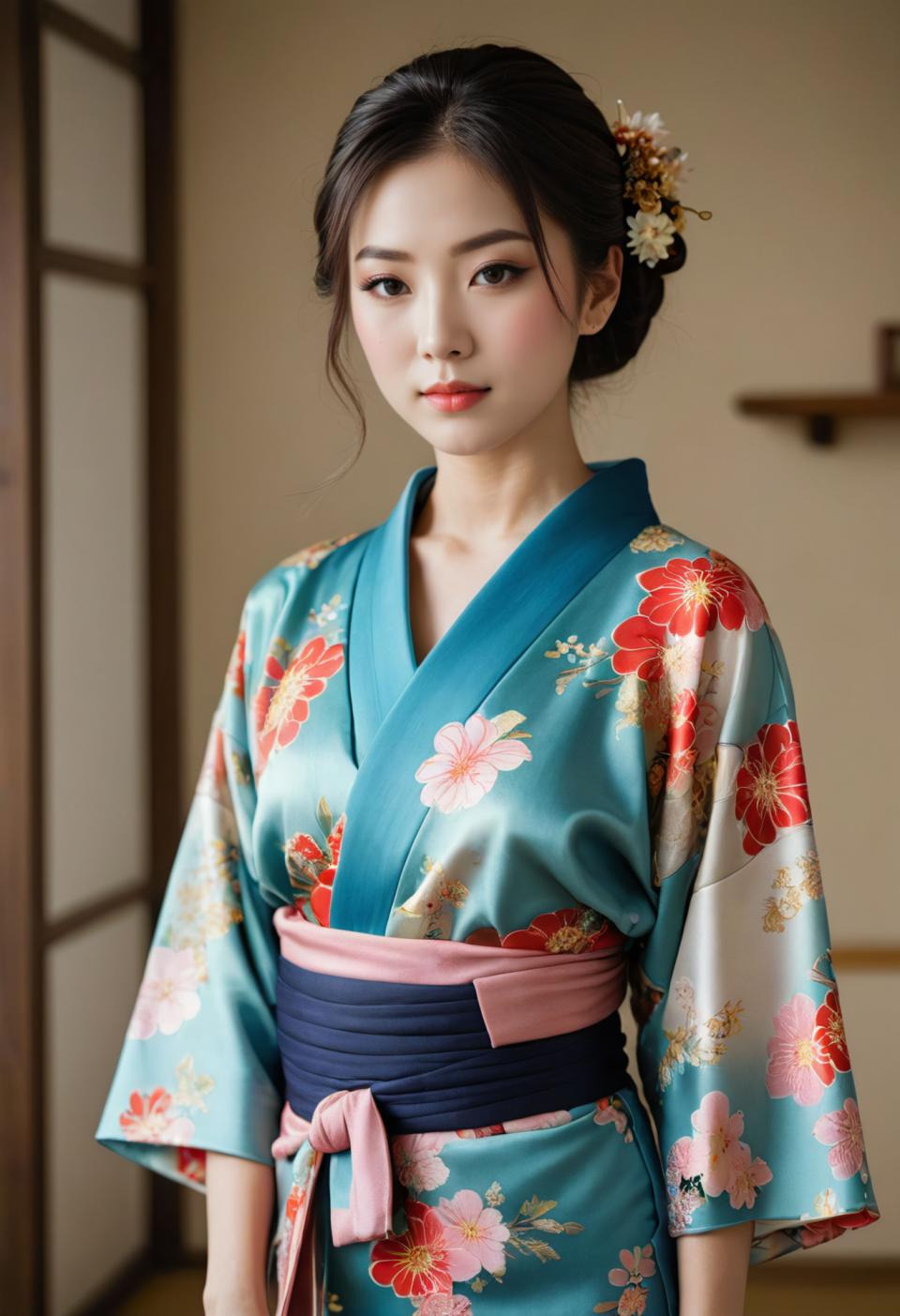 Photographic Art,Photographic Art , People, woman, kimono, 1girl, solo, japanese clothes, realistic, kimono