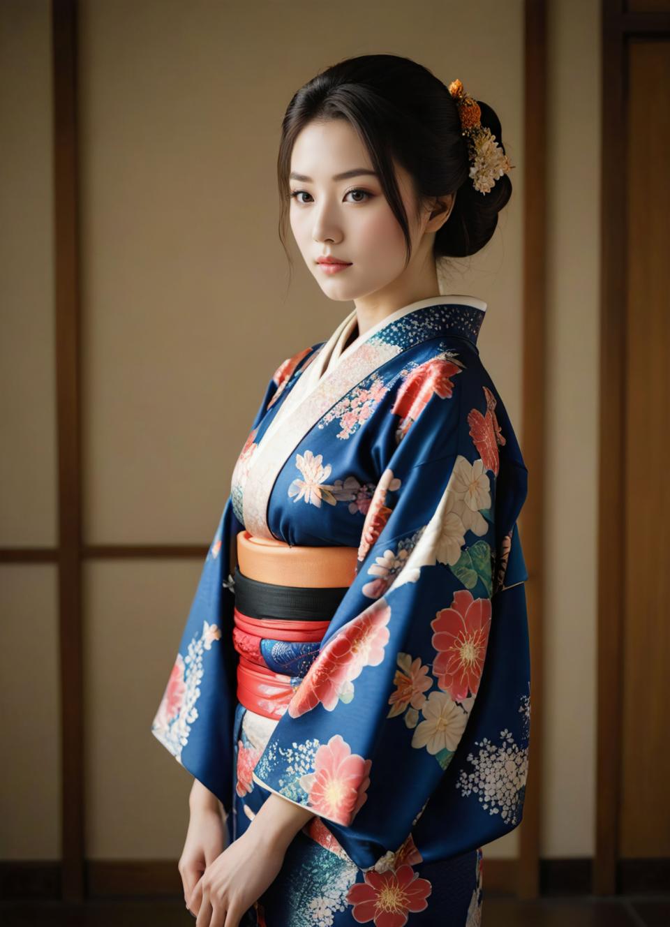 Photographic Art,Photographic Art , People, woman, kimono, 1girl, solo, japanese clothes, kimono, realistic