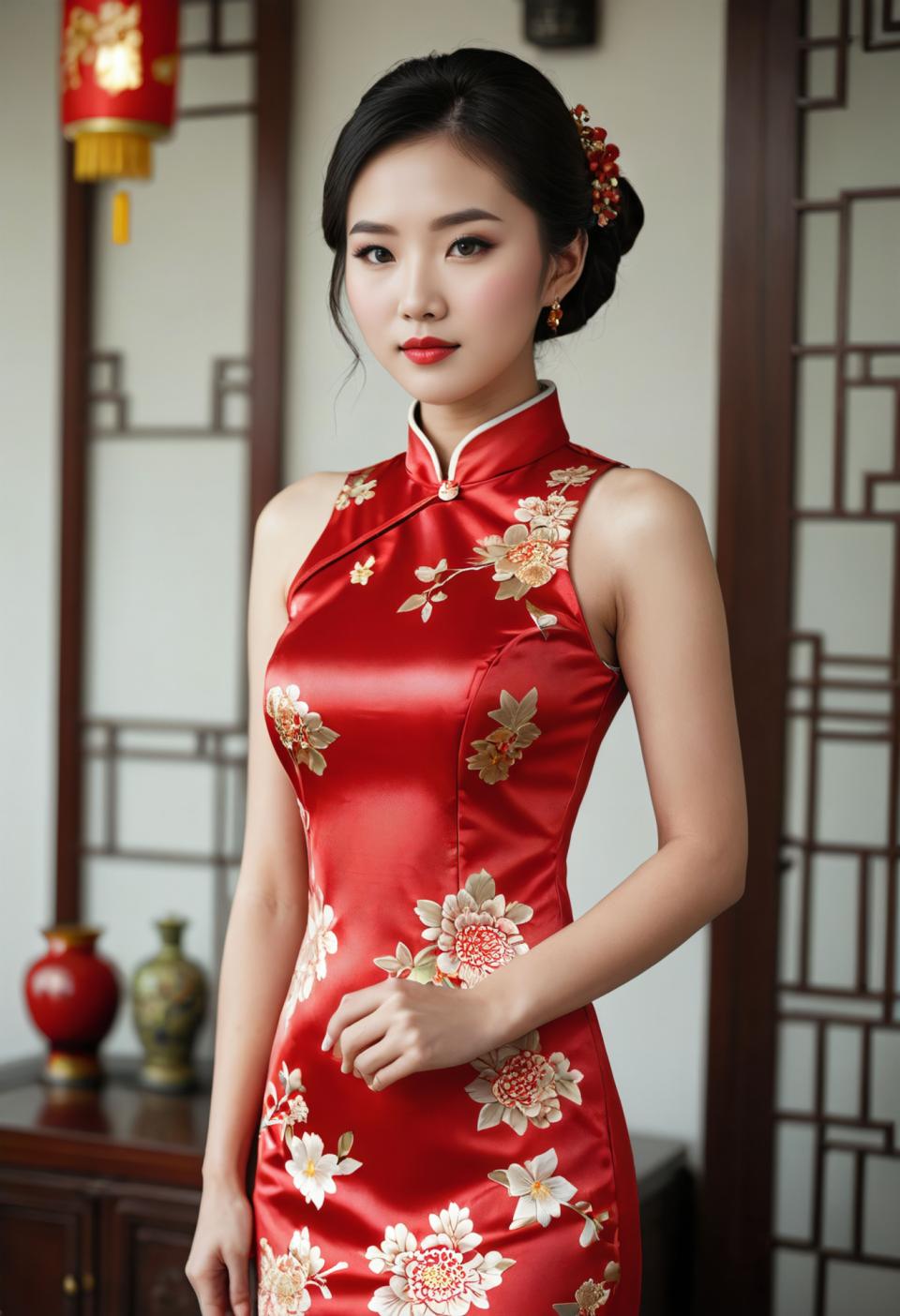 Fotografska umetnost,Fotografska umetnost, Ljudje, ženska,kitajski cheongsam, 1 dekle, obleka, solo