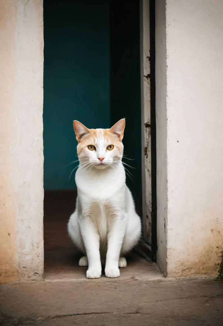 사진 예술,사진 예술, 동물, 고양이, 인간은 없어, 동물 중심, 고양이, 동물, 뷰어를보고, 현실적인, 전신, 구레나룻