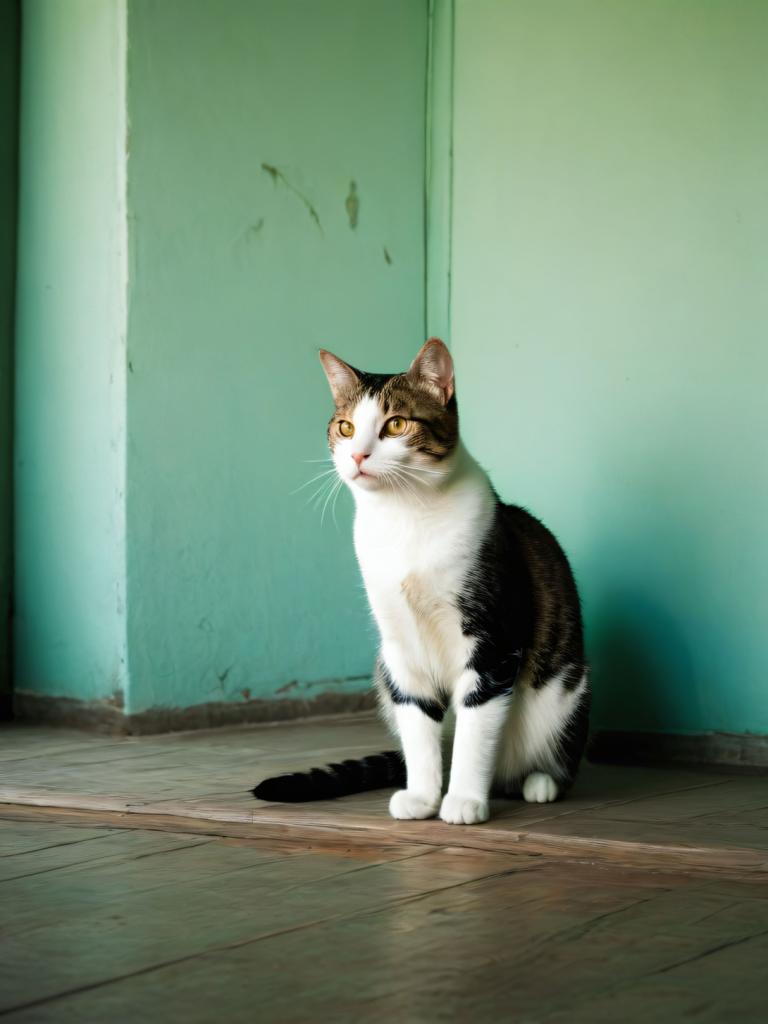 写真芸術,写真芸術, 動物, 猫, 人間がいない, 猫, 動物の焦点, 動物, 現実的な, 木の床, 屋内で, 全身, ひげ, 黄色い目