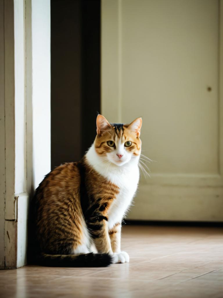 写真芸術,写真芸術, 動物, 猫, 人間がいない, 猫, 動物の焦点, 現実的な, 動物, 視聴者を見ている, 屋内で, 木の床, 全身