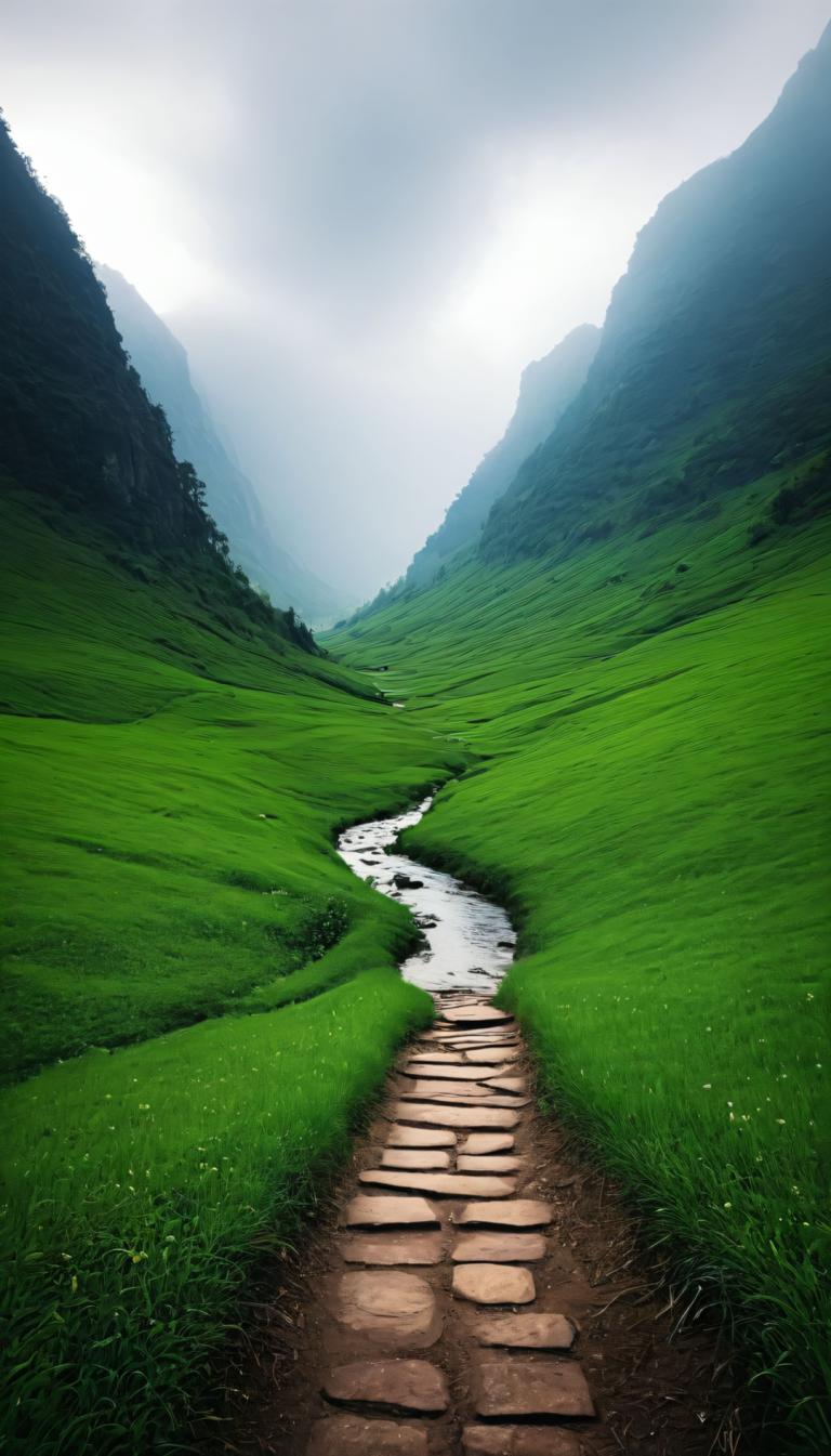 Photographic Art,Photographic Art , Nature, landscape, no humans, outdoors, scenery, stairs, grass, cloud