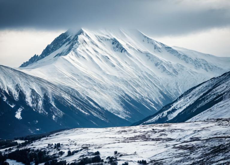 Photographic Art,Photographic Art , Nature, snow mountain, scenery, mountain, outdoors, sky, cloud, no humans