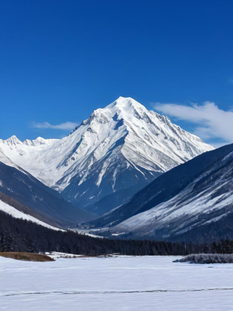 Фотореализм,Фотореализм, Природа, снежная гора, нет людей, небо, на открытом воздухе, пейзаж, гора