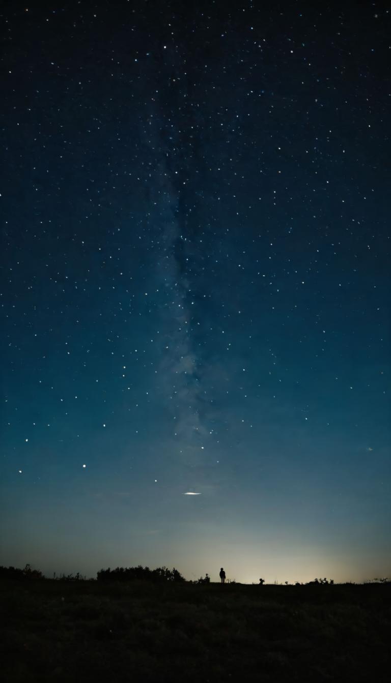 攝影藝術,攝影藝術, 自然, 夜空, 天空, 星星（天空）, 風景, 星空, 夜晚, 戶外, 夜空, 草, 輪廓, 獨奏, 月亮, 1個女孩