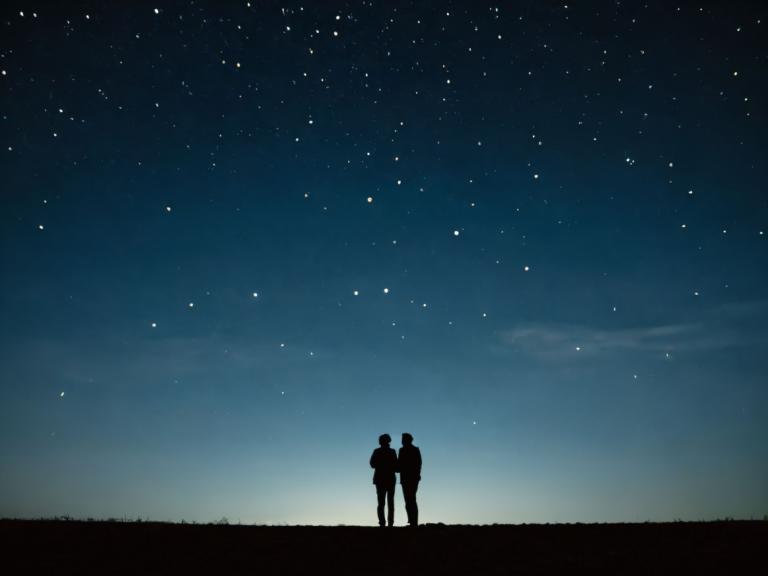 Fotokunst,Fotokunst, Natur, Nachthimmel, mehrere Jungen, Himmel, 2 Jungs, Nacht, Sternenhimmel)