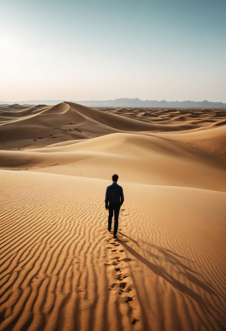 Photographic Art,Photographic Art , Nature, desert, scenery, desert, 1boy, male focus, solo, outdoors, sky