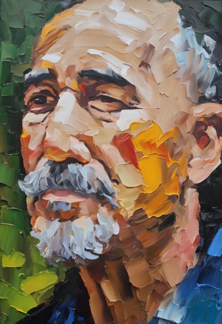 Oil Painting,Oil Painting, People, man, 1boy, male focus, solo, facial hair, old man, beard, old, mustache