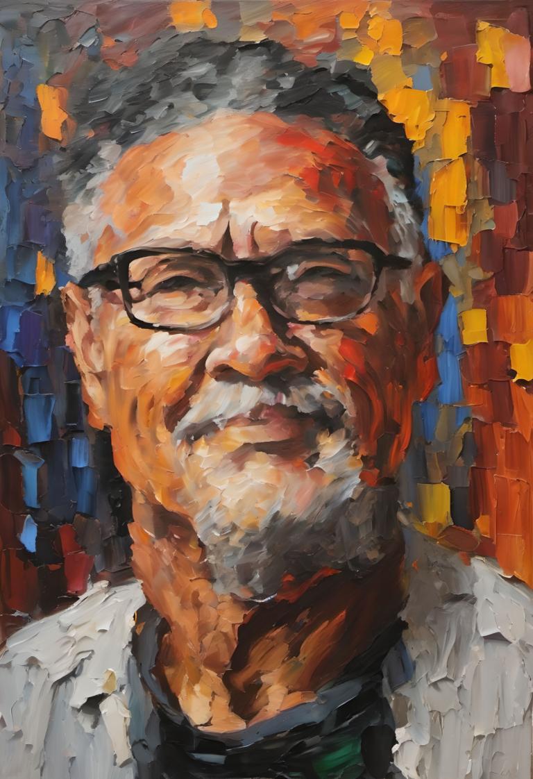 Oil Painting,Oil Painting, People, man, 1boy, male focus, glasses, solo, facial hair, old, old man