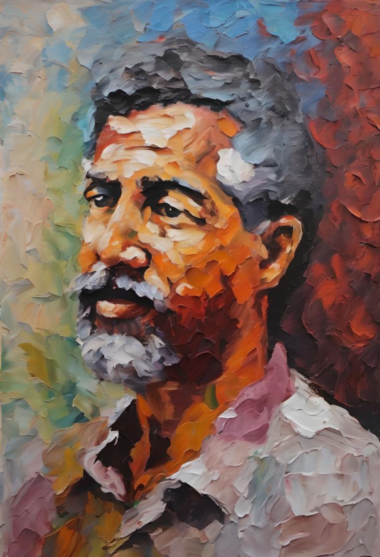 Oil Painting,Oil Painting, People, man, 1boy, male focus, solo, facial hair, mustache, beard