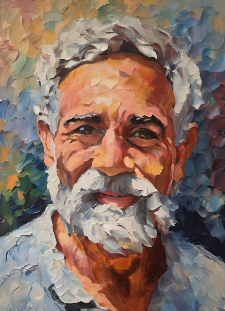 Pintura al óleo,Pintura al óleo, Gente, hombre, 1 chico, enfoque masculino, solo, vello facial, viejo