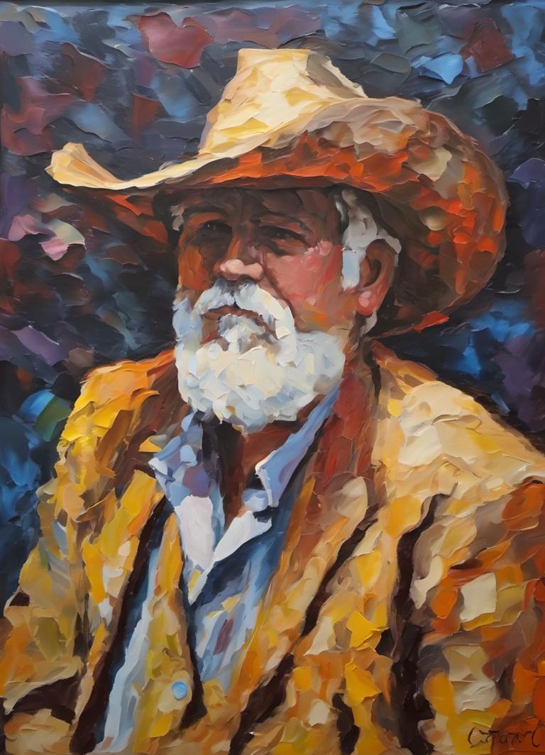 Oil Painting,Oil Painting, People, man, 1boy, male focus, solo, hat, facial hair, beard, traditional media