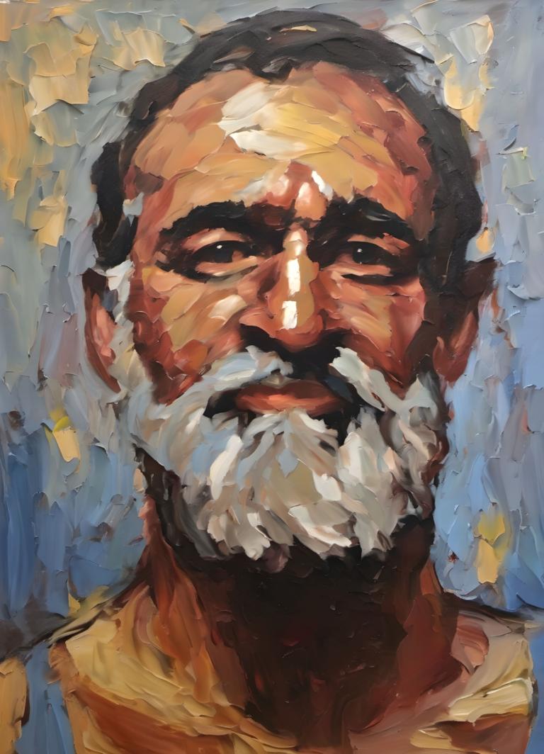 Oil Painting,Oil Painting, People, man, 1boy, male focus, solo, facial hair, mustache, beard, portrait