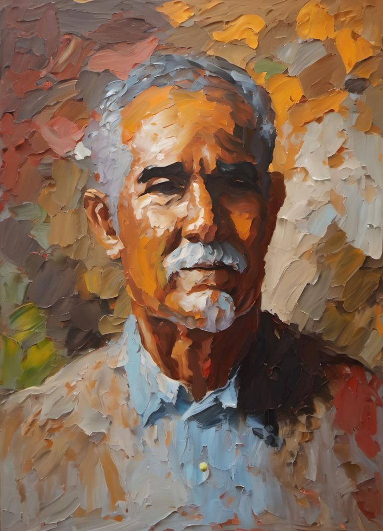 Oil Painting,Oil Painting, People, man, 1boy, male focus, solo, facial hair, shirt, collared shirt, mustache