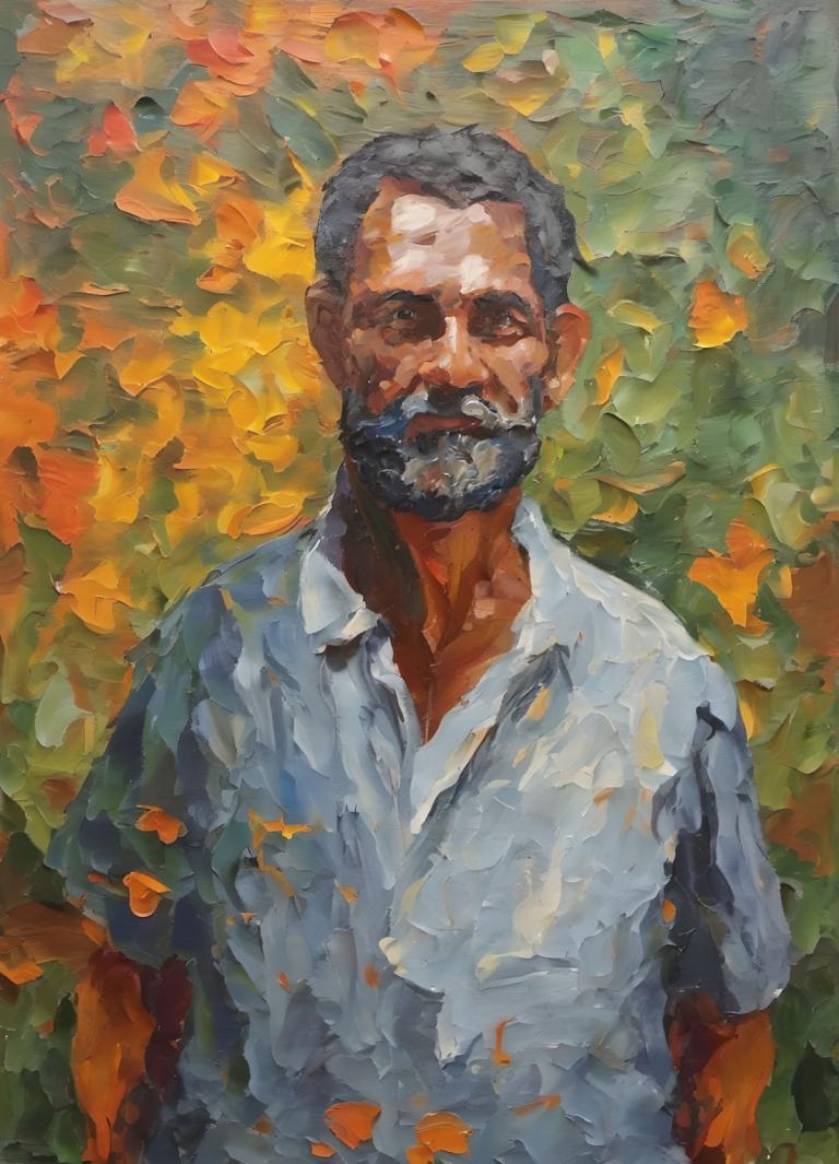 Pintura al óleo,Pintura al óleo, Gente, hombre, 1 chico, enfoque masculino, solo, vello facial, camisa, barba