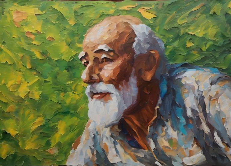 Oil Painting,Oil Painting, People, man, 1boy, solo, male focus, traditional media, bald, facial hair