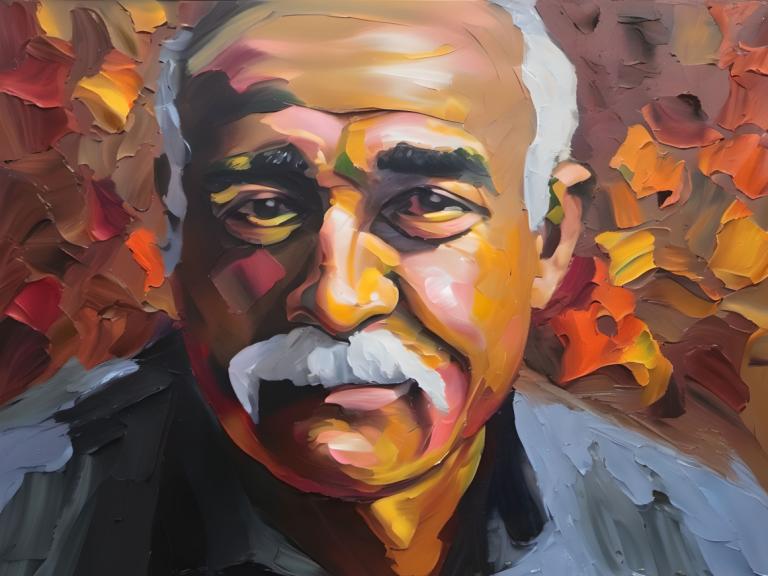 Oil Painting,Oil Painting, People, man, 1boy, solo, male focus, facial hair, mustache, white hair