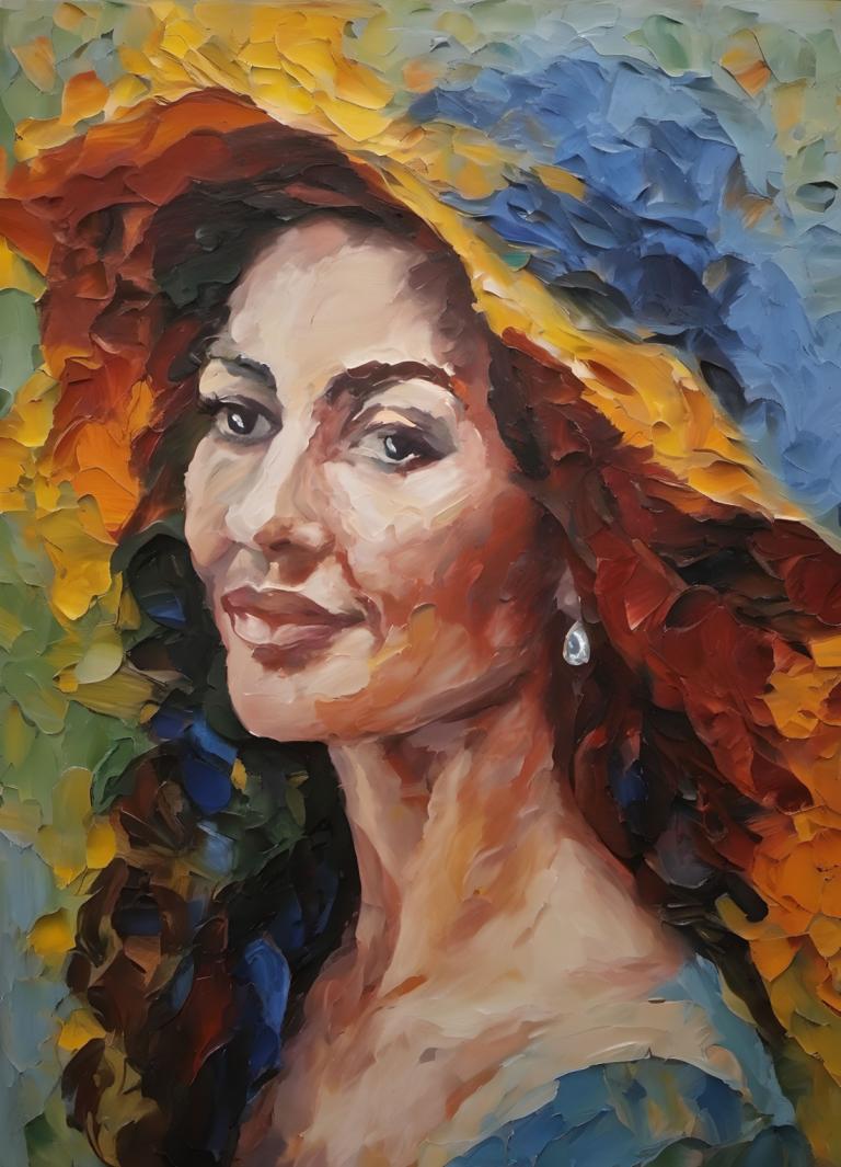 Pittura ad olio,Pittura ad olio, Persone, donna, assolo, 1 ragazza, orecchini, gioielleria