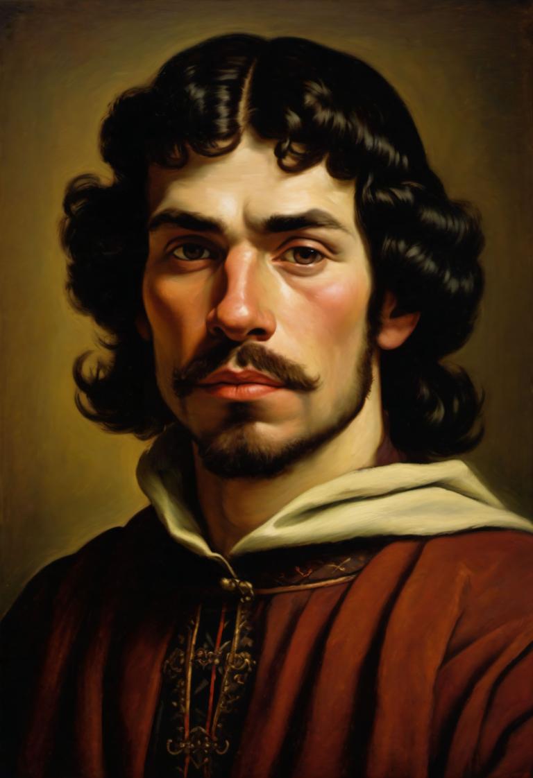 Pintura al óleo,Pintura al óleo, Gente, hombre medieval europeo, retrato, solo, 1 chico, enfoque masculino