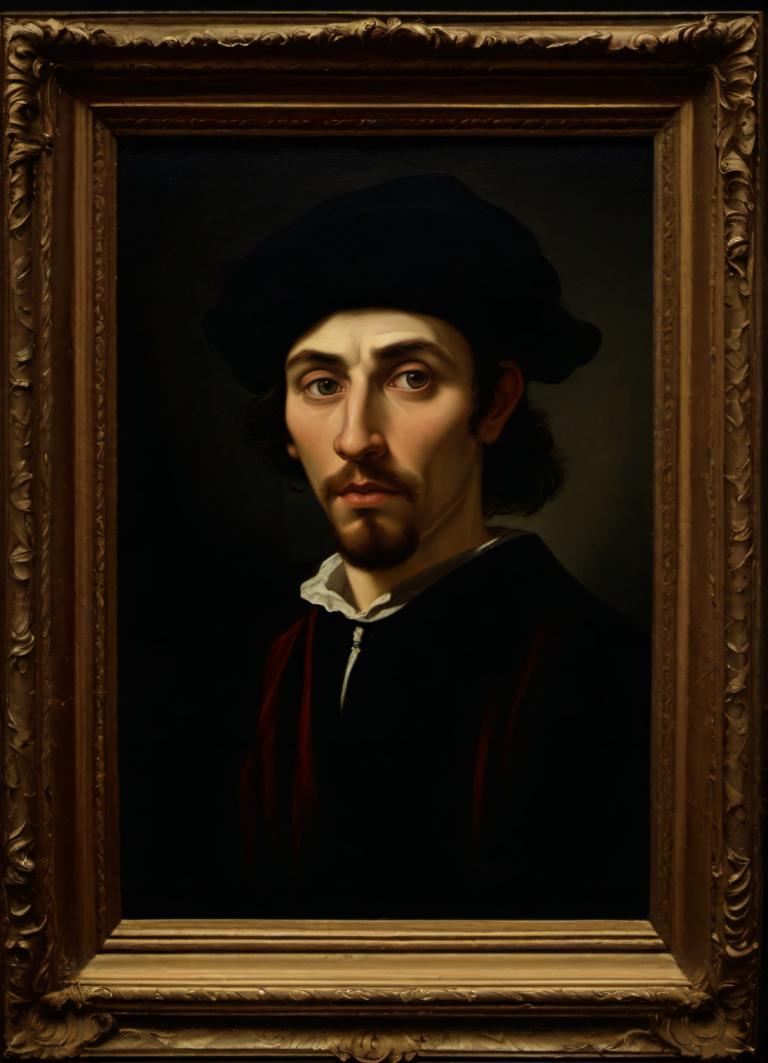 Pintura al óleo,Pintura al óleo, Gente, hombre medieval europeo, retrato, solo, 1 chico