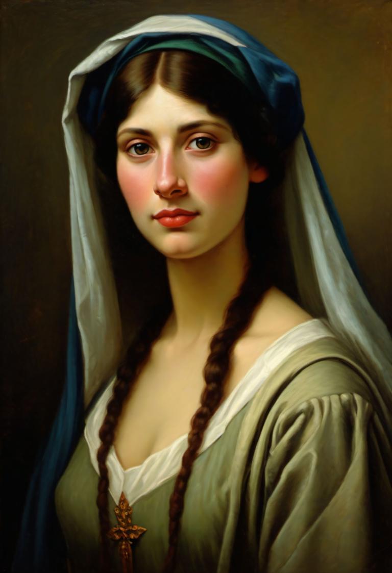 Pintura al óleo,Pintura al óleo, Gente, mujer medieval europea, retrato, 1 chica, solo, realista