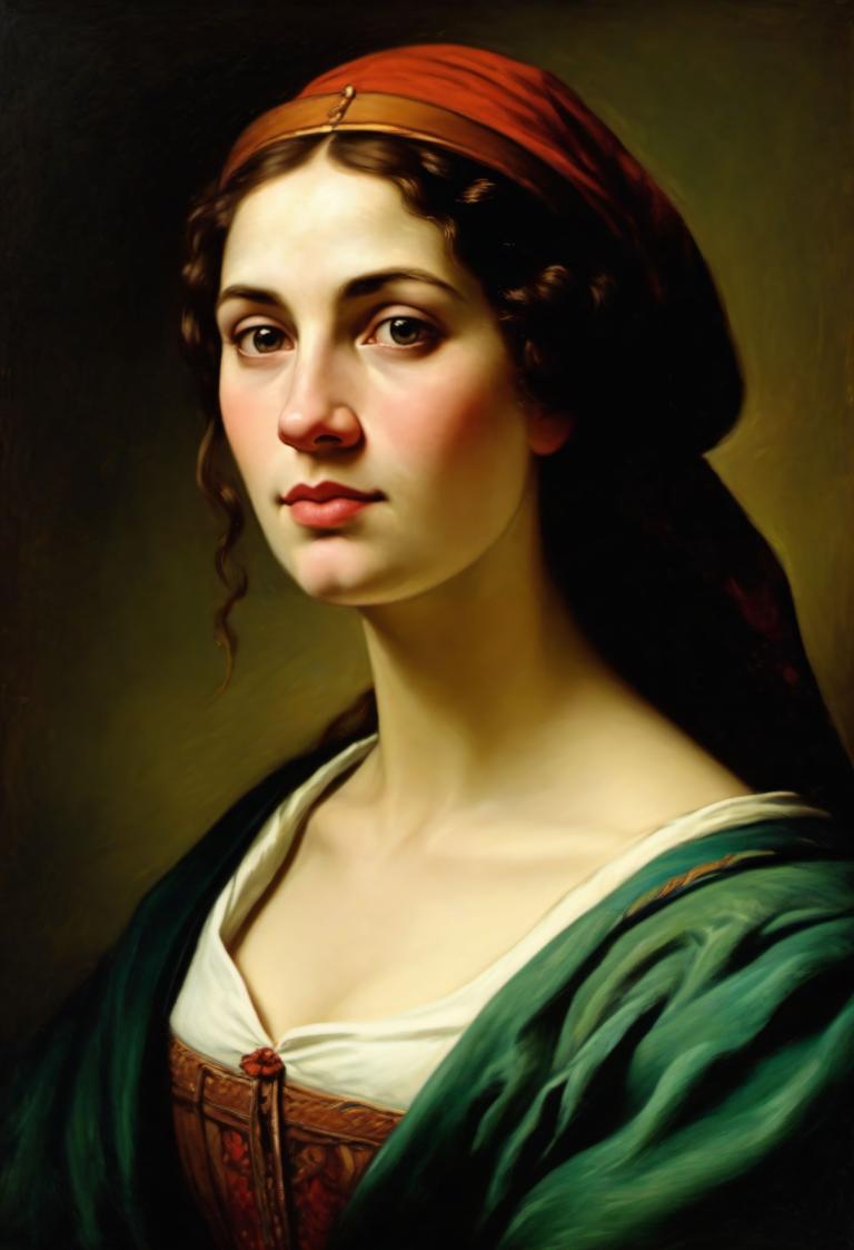 Pintura al óleo,Pintura al óleo, Gente, mujer medieval europea, retrato, 1 chica, solo