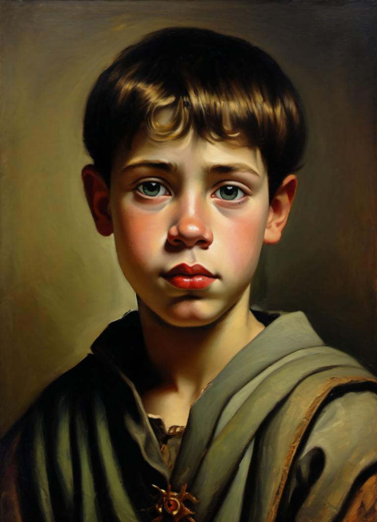 Oil Painting,Oil Painting, People, medieval european boy, portrait, solo, male focus, 1boy, realistic