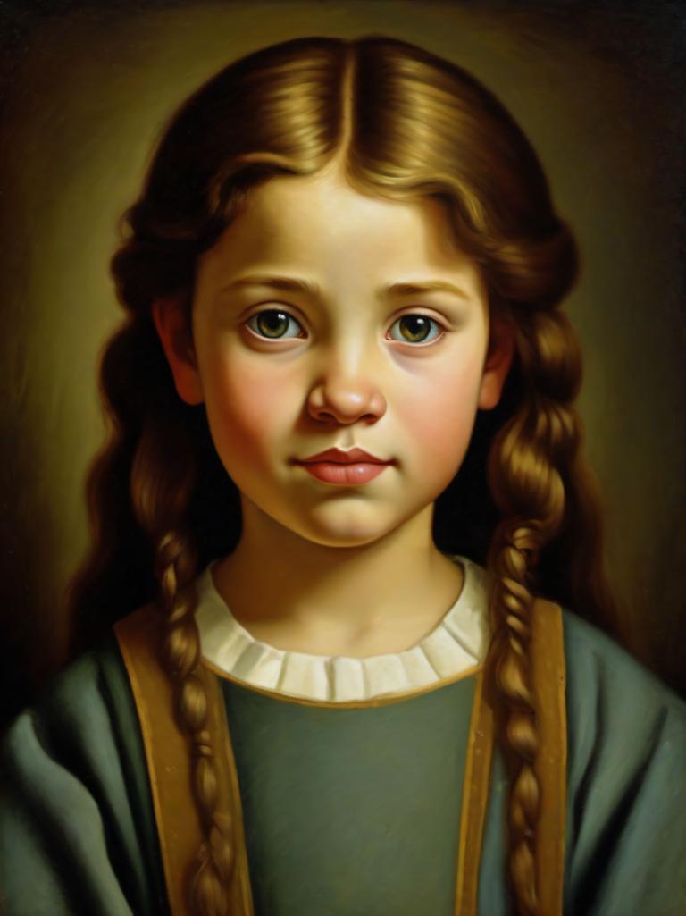 Oil Painting,Oil Painting, People, medieval european girl, portrait, 1girl, solo, braid, realistic, long hair